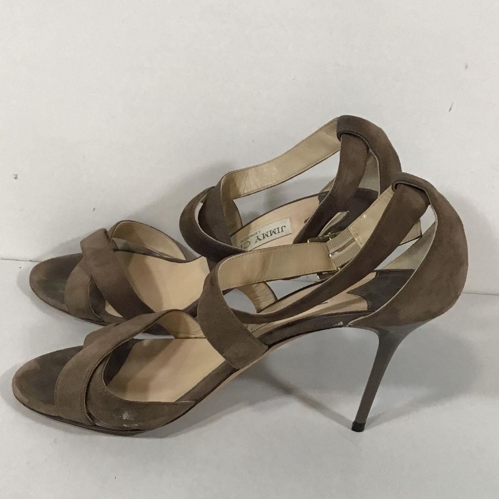 Women’s Jimmy Choo Brown Suede Strappy High Heels Sandals Size 39